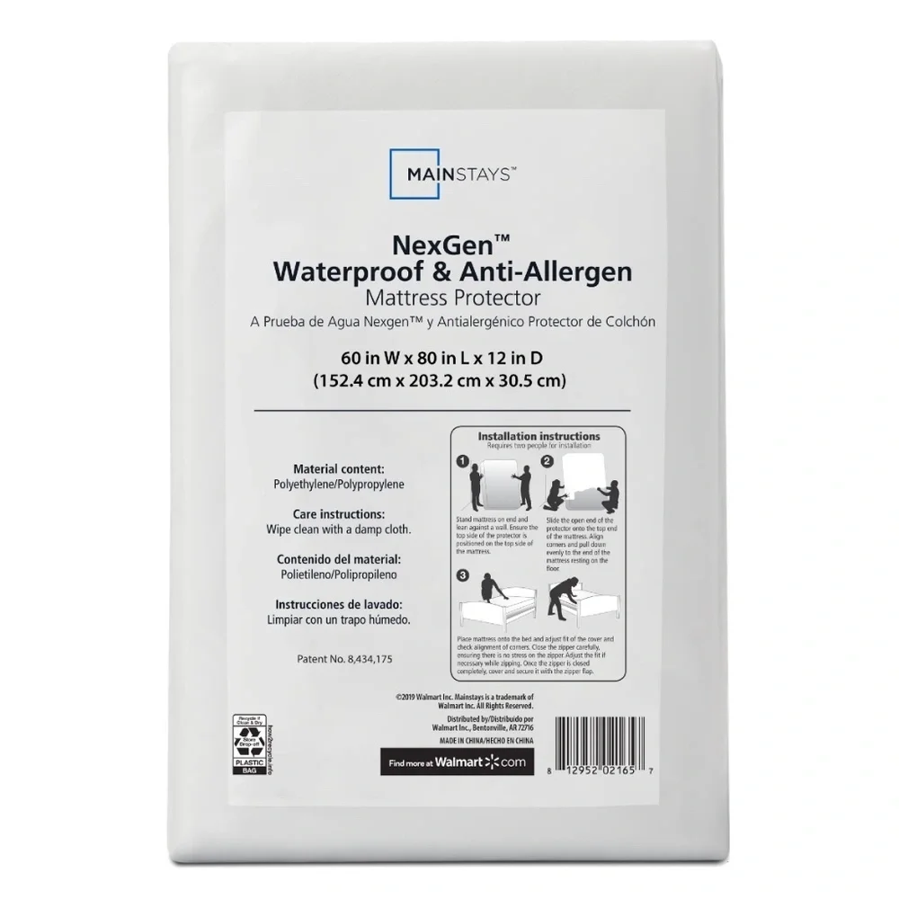 Mainstays NexGen Queen Mattress Protector | Zippered, Waterproof, Hypoallergenic